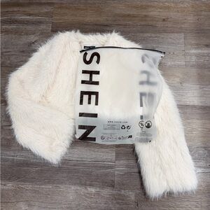 SHEIN White Fur Coat